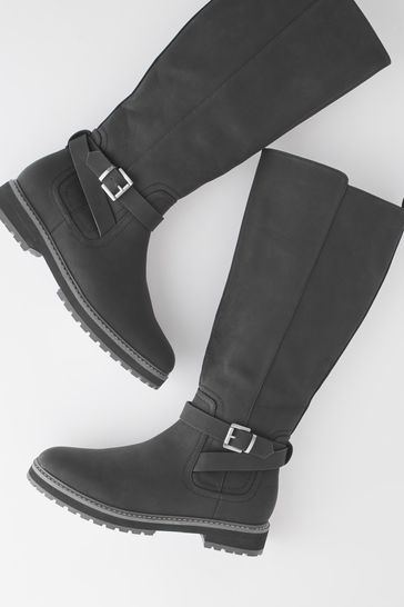 Buy Black Forever Comfort Buckle Detail Knee High Boots from Next