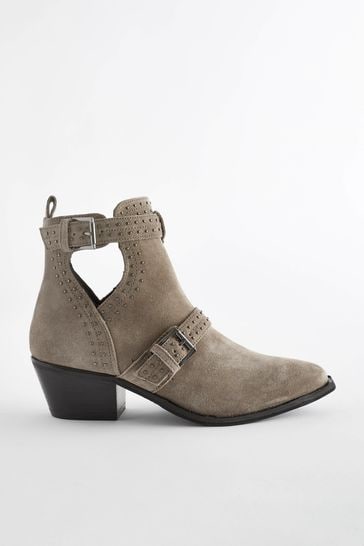 Buy Mink Brown Forever Comfort Stud Detail Cut Out Ankle Boots