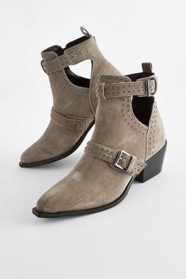 Grey cut out ankle boots hotsell
