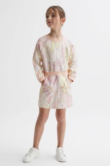 Reiss Pink Jona Junior Printed Jersey Dress