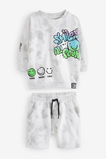Buy White All Over Print Sweatshirt and Shorts Set 3mths 7yrs