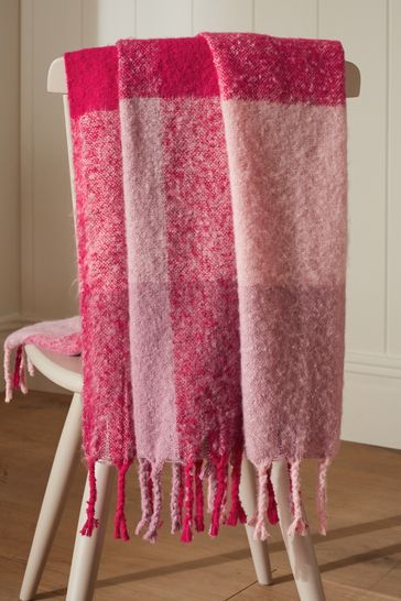 Buy Pink Super Soft Ludlow Check Throw from Next Bahrain