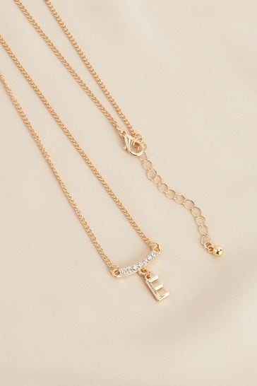 Gold Tone E Initial Necklace
