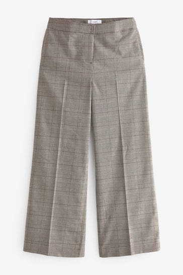 Grey smart check cropped trousers hot sale