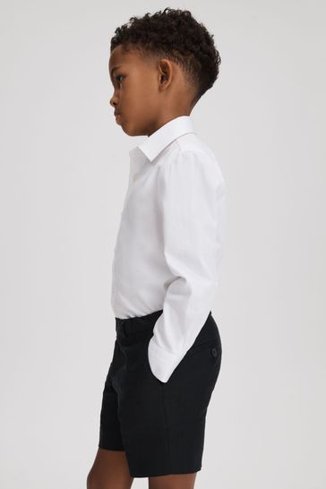 Reiss Navy Kin Junior Slim Fit Linen Adjustable Shorts