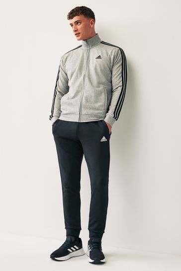 adidas Grey Sportswear Basic 3-Stripes French Terry Tracksuit