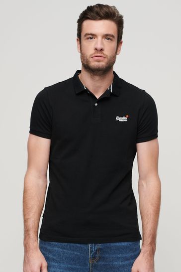 Black superdry polo shirt best sale