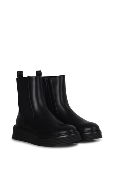 Buy Linzi Black Linzi Ellis Black PU Ankle Boots With Platform