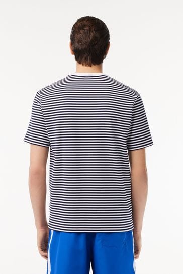 Buy Lacoste White Navy Striped T Shirt from Next Bahrain