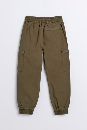 River Island Boys Green Zippy Cargo Trousers