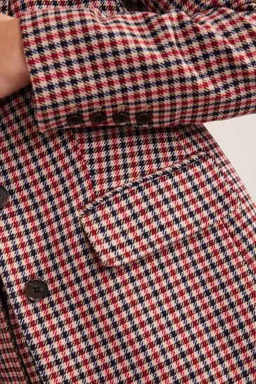 Buy Boden Red Petite Longline Relaxed Check Blazer from Next