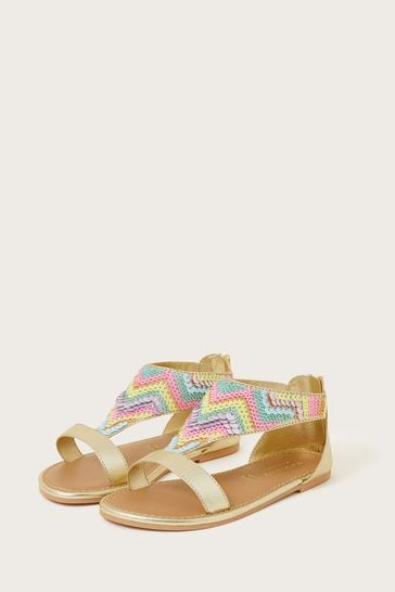 Monsoon Gold Pastel Sequin Rainbow Sandals