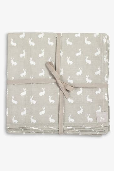 The Little Tailor Grey Baby Easter Bunny Print Muslin Blanket