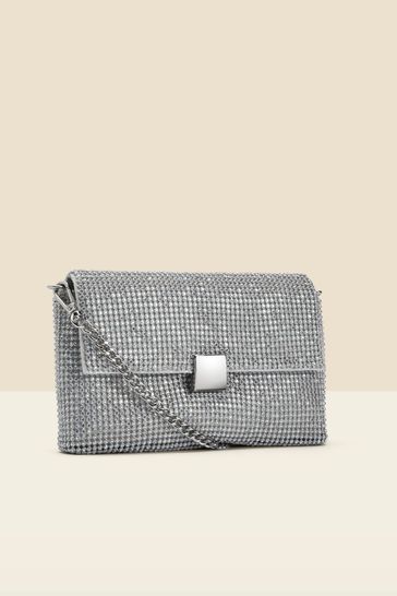 Grey embellished clutch bag cheap