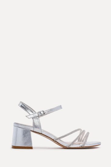 Buy Linzi Silver Carnation Heeled Sandals With Embellished Upper from Next Luxembourg