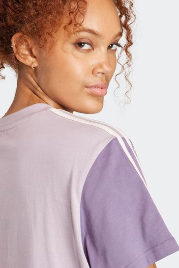 Buy adidas Purple 100 Cotton Sportswear Essentials 3 Stripes Single Jersey Crop T Shirt from Next Bahrain