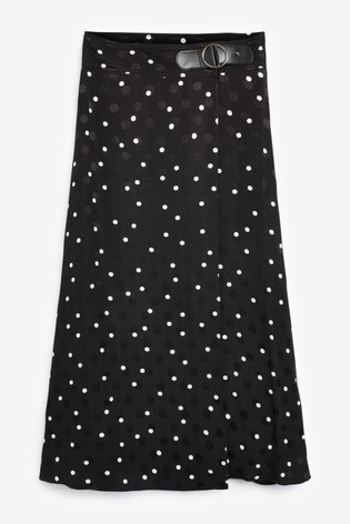 Black/White Wrap Spot Skirt