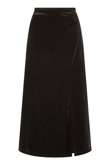 Buy Yumi Black Velvet Skirt With Front Slit from Next Luxembourg