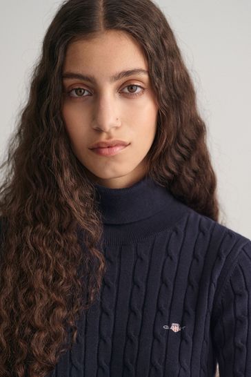 Cotton cable knit turtleneck sweater online