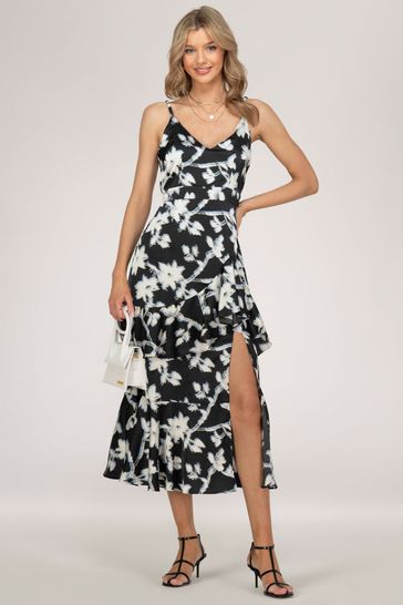 Black spaghetti strap wrap dress 2025