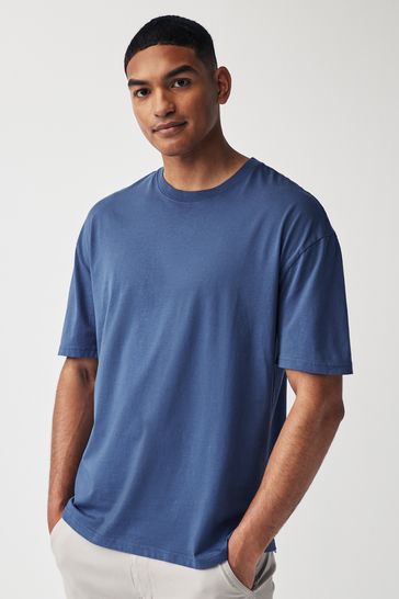 Blue Denim Relaxed Fit Essential Crew Neck T-Shirt