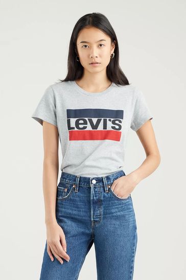 Buy Levi s Grey 100 Cotton Perfect Sportswear Logo T Shirt from Next Greece