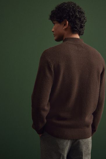 Buy Brown Regular Texture Knitted High Crew Neck Jumper from Next