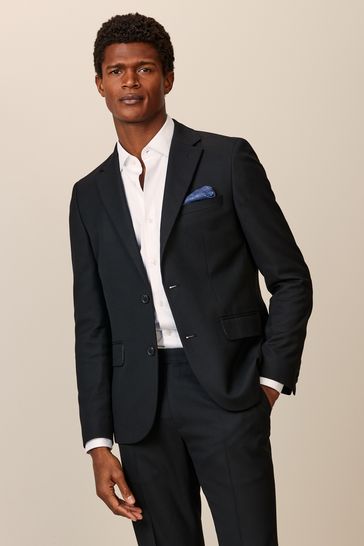 Black Skinny Fit Textured Suit: Jacket