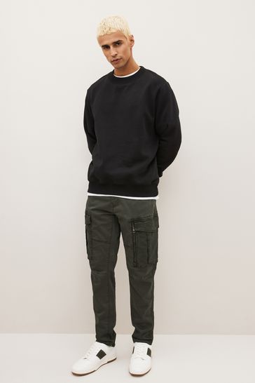 Buy Dark Khaki Green Slim Fit Zip Detail Stretch Cargo Buy Dark Khaki Green Slim Fit Zip Detail Stretch Cargo