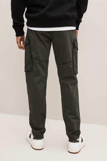 Buy Dark Khaki Green Slim Fit Zip Detail Stretch Cargo Trousers from Next Turkey