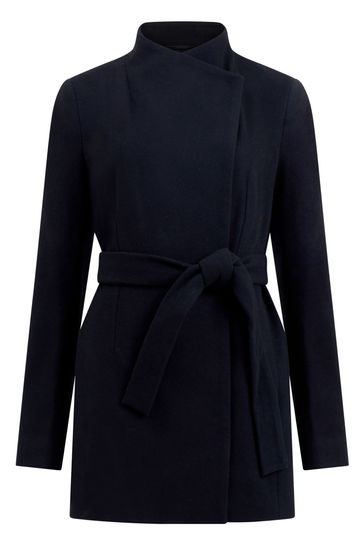 Buy French Connection Platform Felt Crossover Black Coat from Next