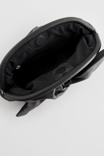 Large black leather clutch bag cheap