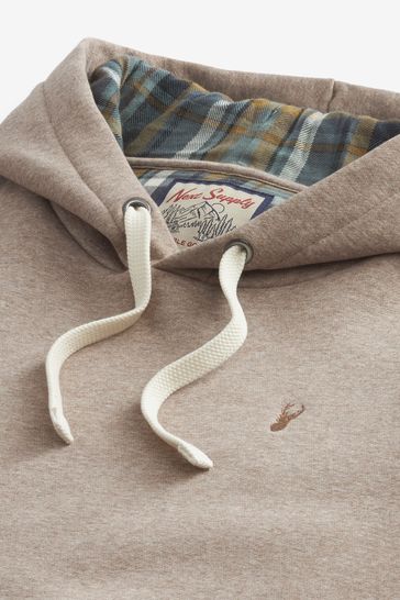 Neutral Check Cotton Jersey Lined Hoodie