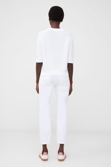 French Connection Lily Mozart Short Sleeve White Jumper