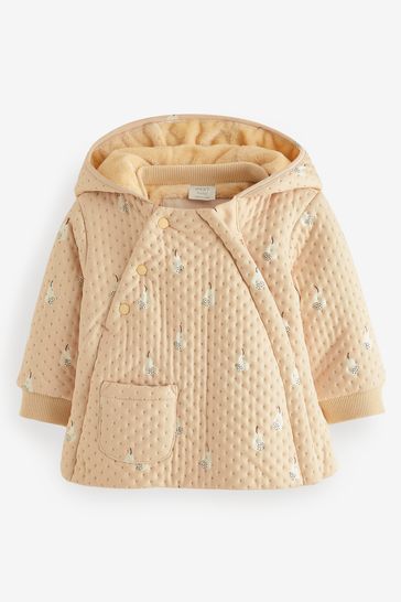 Tan Brown/Buttermilk Lightweight Baby Cosy Lined Textured Coat (0mths-2yrs)