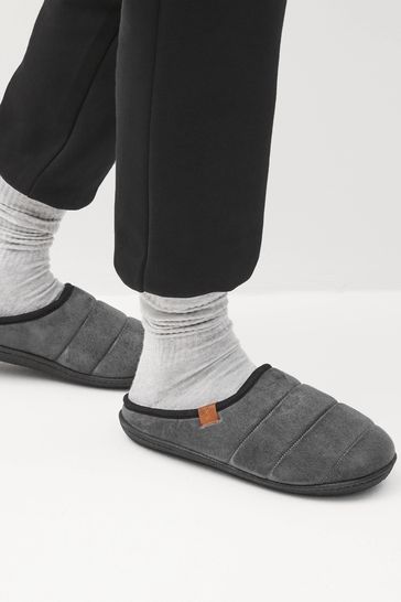 Buy Grey Padded Mule Slippers from Next Luxembourg