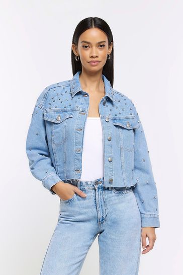 Topshop diamante cheap denim jacket