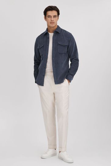 Buy Reiss Dark Airforce Bonucci Corduroy Twin Pocket Overshirt from Next Italy