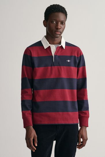 GANT Regular Fit Rich Shield Logo Barstripe Rugby Shirt