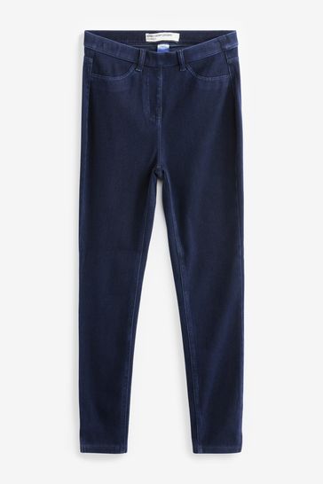 Buy Blue Rinse Cropped Denim Jersey Leggings from Next Bahrain
