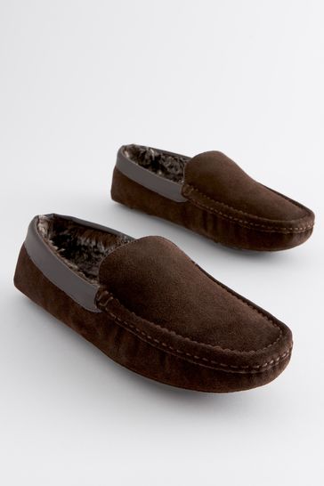 Brown Signature Luxury Suede Moccasin Slippers