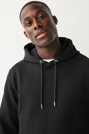 Black Premium Textured Hoodie