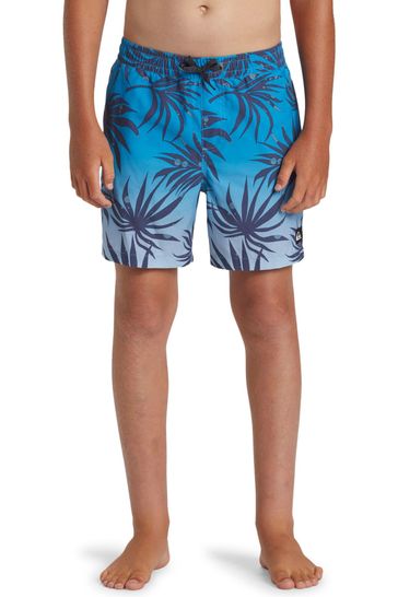 Quiksilver Boys Blue Youth Gradient Leaf Print Swim Shorts