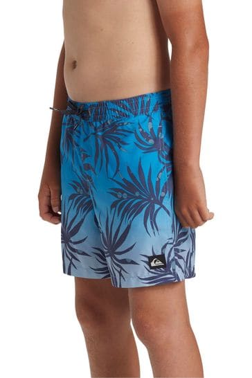 Buy Quicksilver Blue Youth Gradient Leaf Print Swim Shorts from