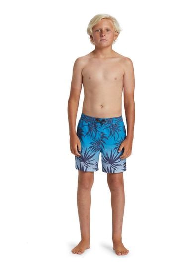 Buy Quicksilver Blue Youth Gradient Leaf Print Swim Shorts from