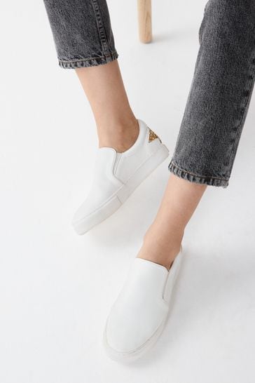 White&Gold Regular/Wide Fit Forever Comfort® Slip-On Trainers