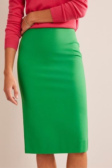 Boden Green Stretch-Jersey Midi Skirt
