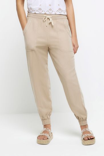 River Island Beige Cuffed Easy Joggers