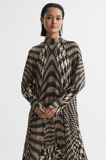 Buy Reiss Black White Kate Dogtooth Midi Dress from Next USA
