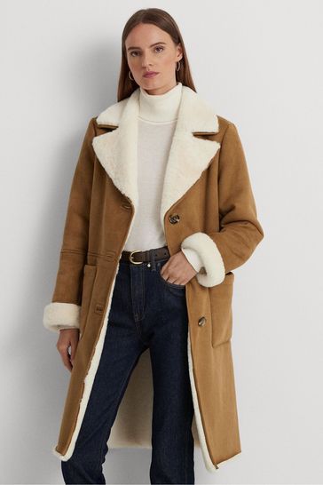 Buy Lauren Ralph Lauren Brown Faux Fur Shearling And Faux Suede